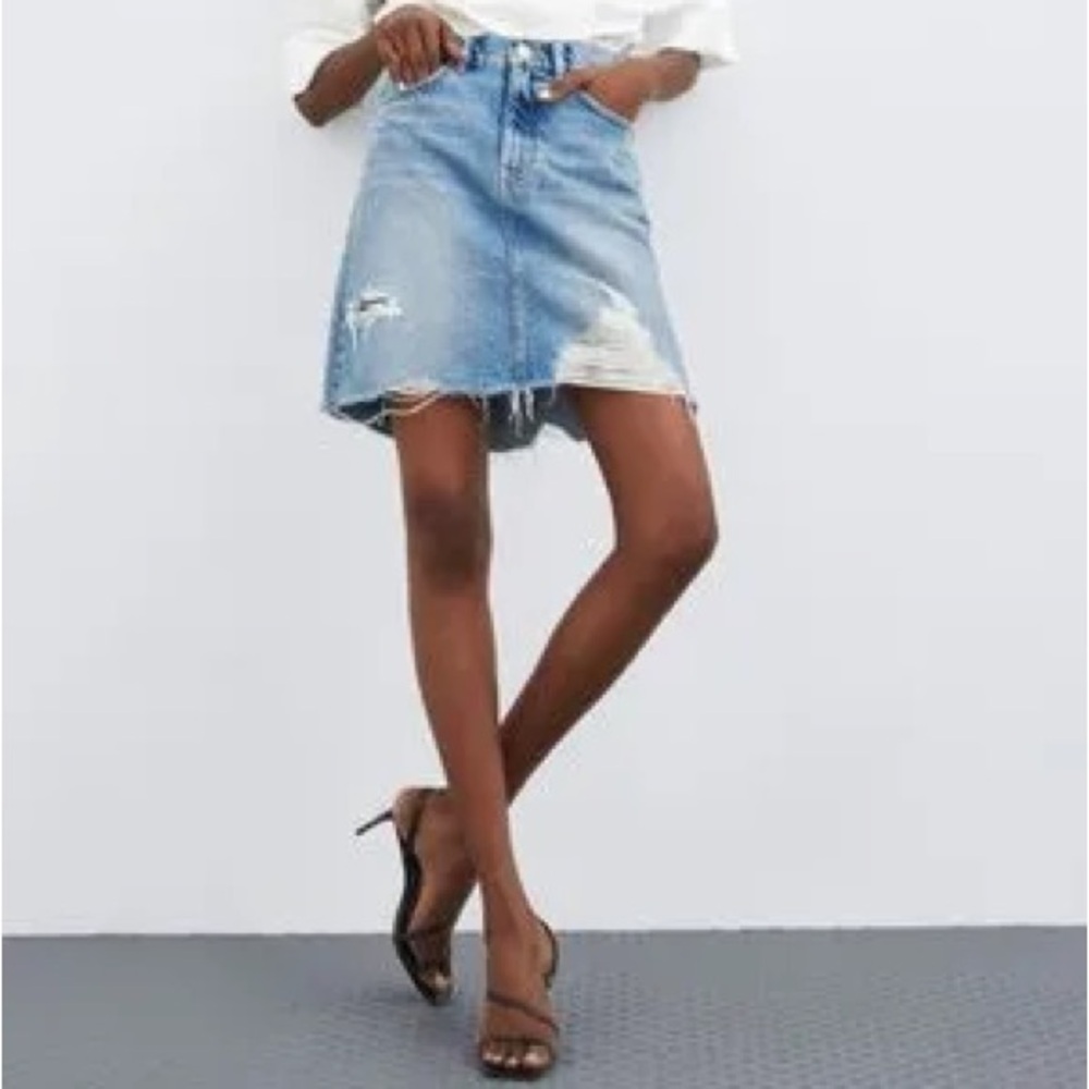 Zara denim jeans skirt dress S